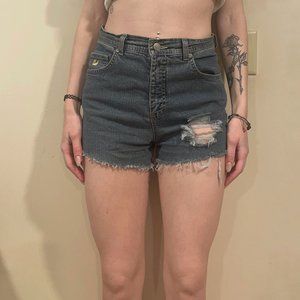 Distressed High-Waisted Denim Shorts